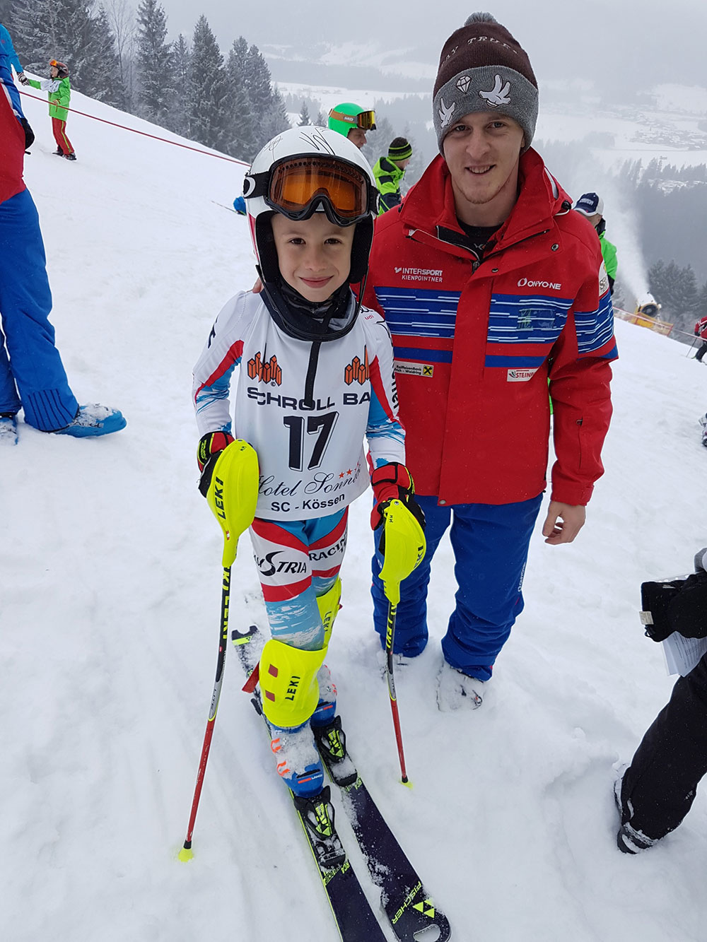 Kinder Bezirkscup Kössen 2018 - Maximilian Mitterer mit Trainer Mani